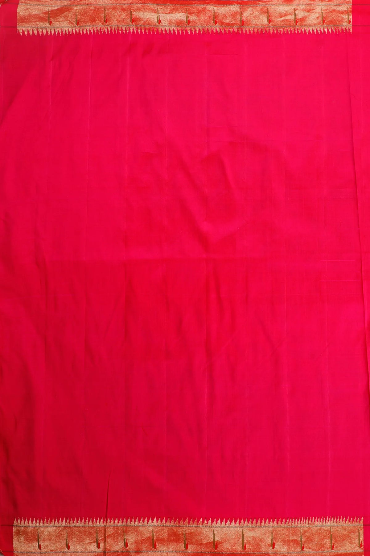 Red Pure Silk Handloom Tissue Paithani with All Over Design and Muniya Border
