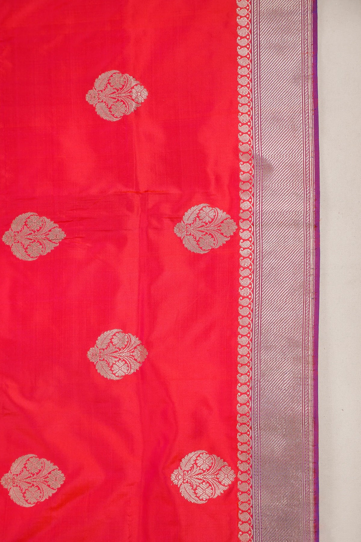 Pink and Orange Handloom Benarasi Katan Silk Saree