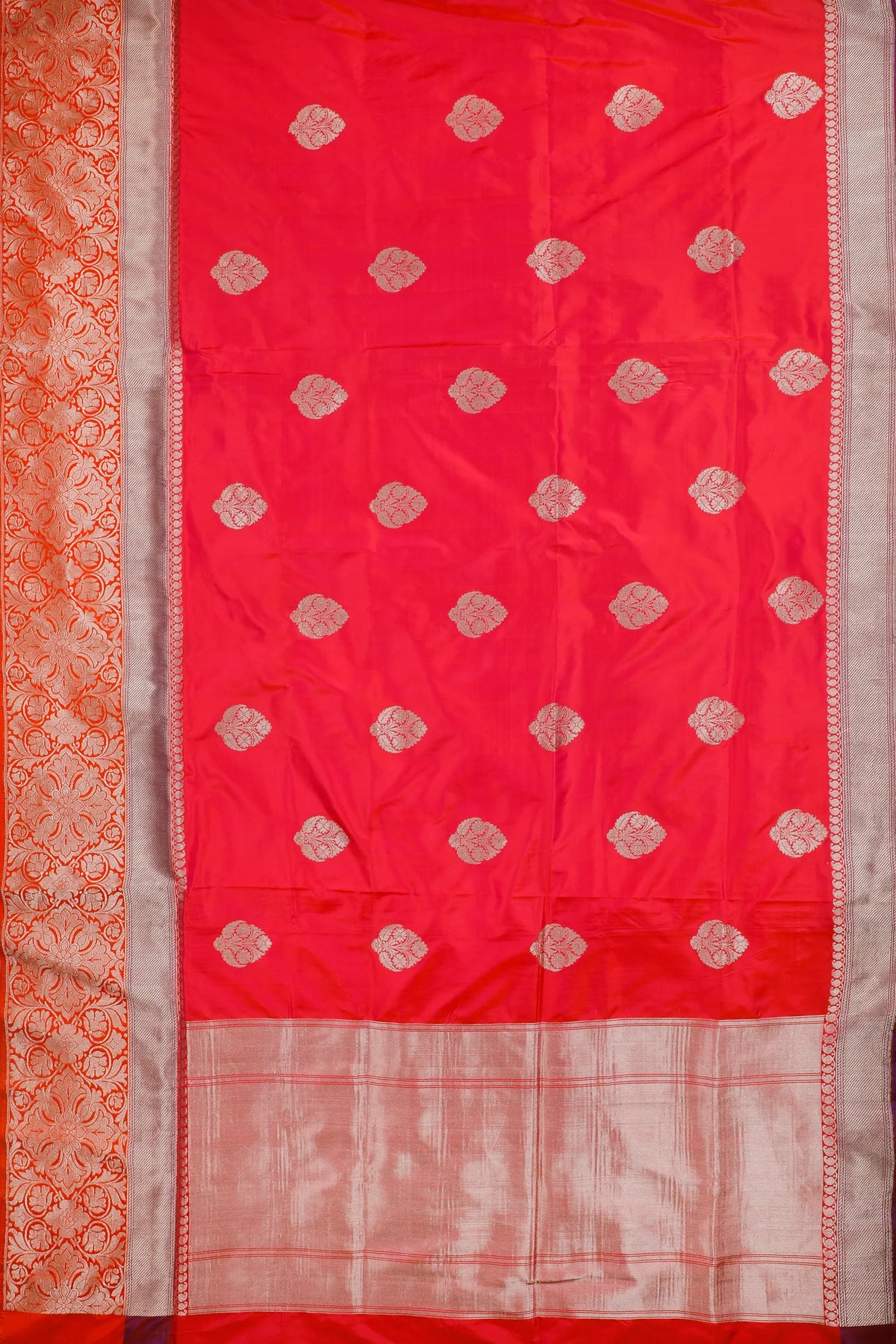 Pink and Orange Handloom Benarasi Katan Silk Saree