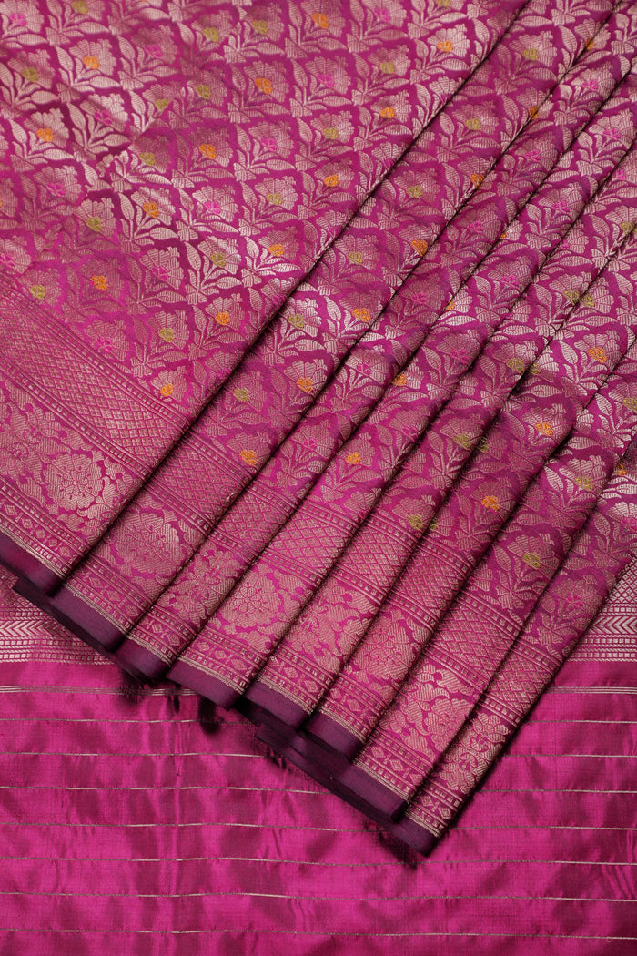 Purple Handloom Benarasi Katan Silk Saree