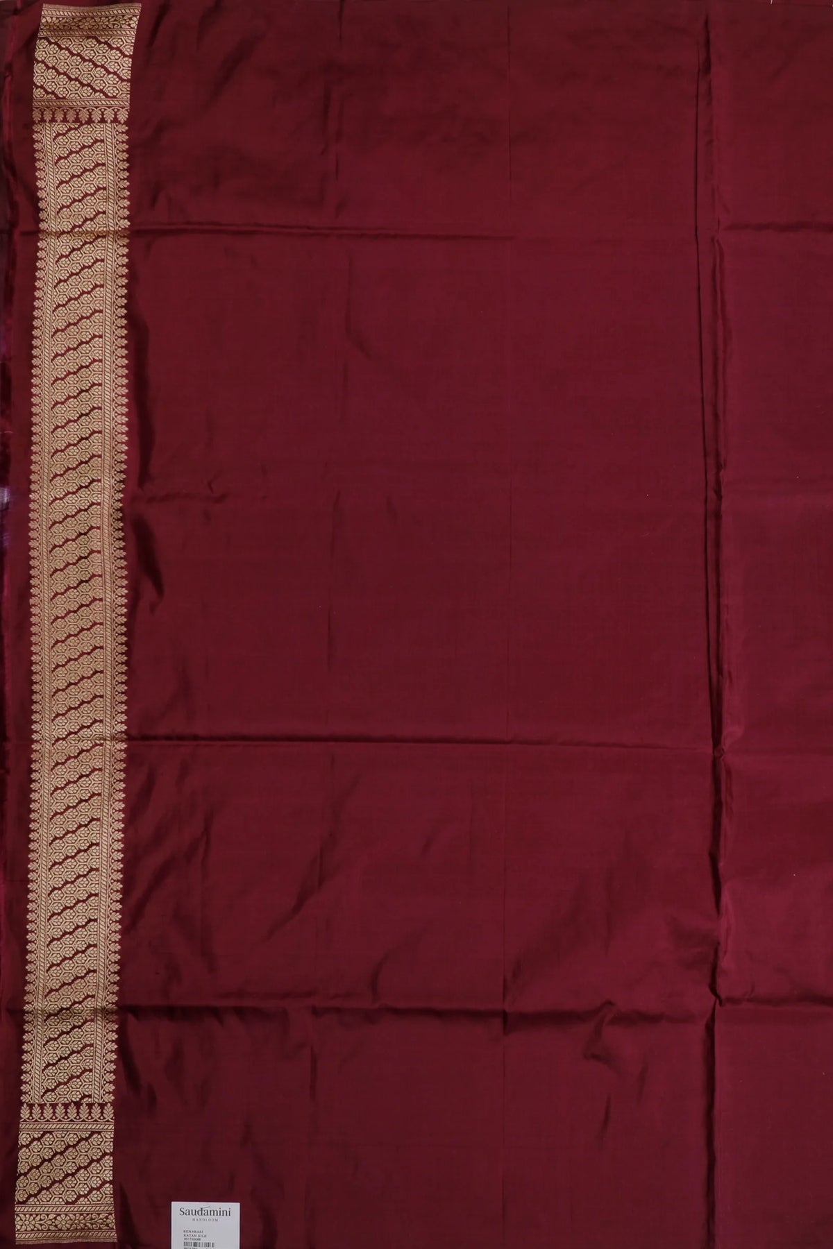 Wine Handloom Benarasi Katan Silk Saree with Checks