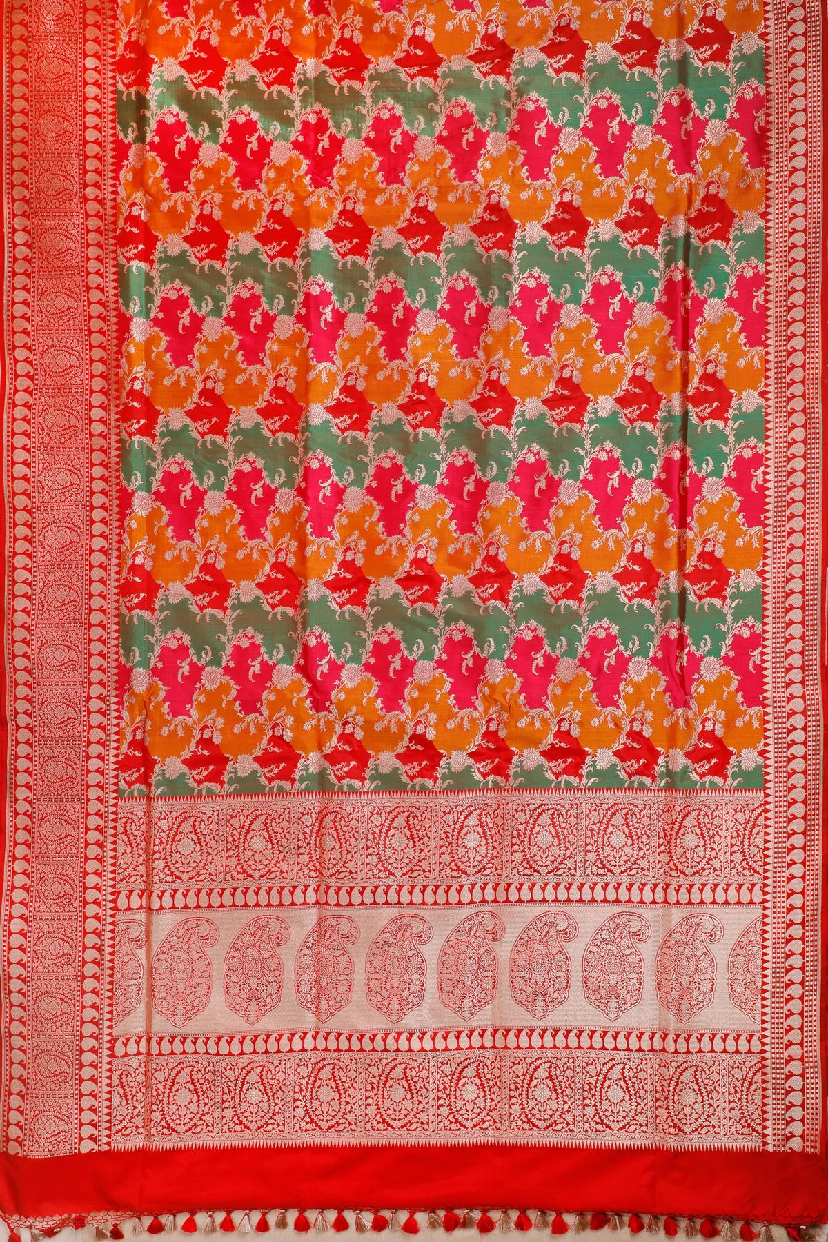 Multicoloured Dark Handloom Benarasi Pure Silk Rangkat Saree