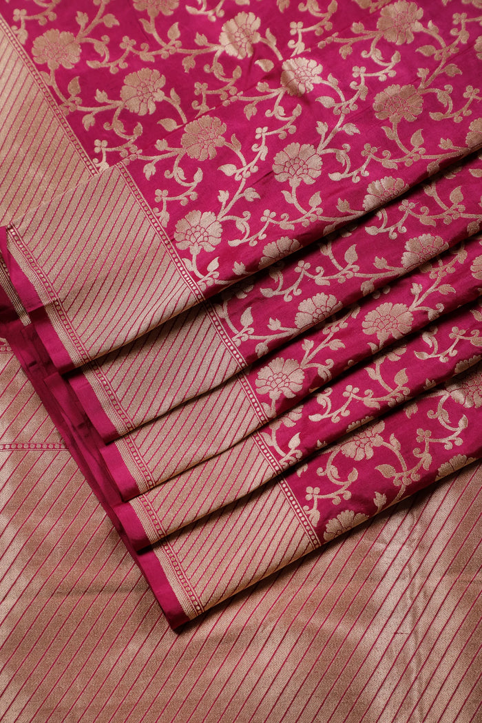 Wine Handloom Benarasi Katan Silk Saree