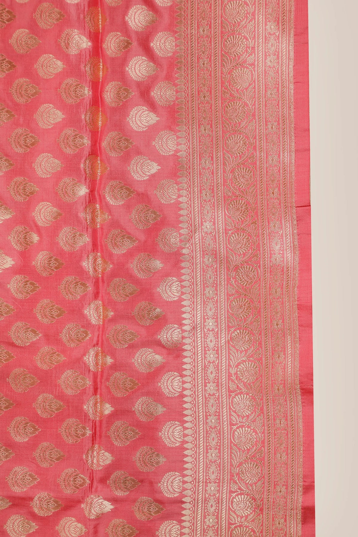 Peach Pink Handloom Benarasi Katan Silk Saree