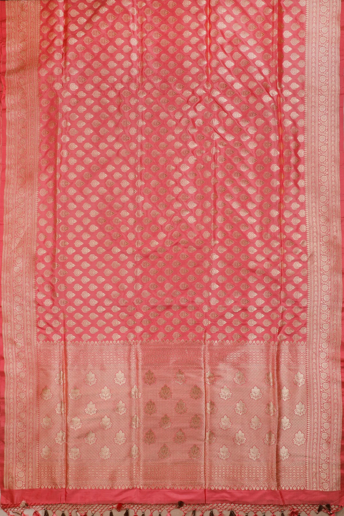 Peach Pink Handloom Benarasi Katan Silk Saree
