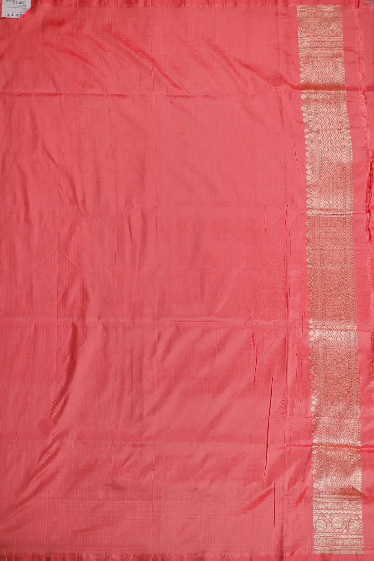 Peach Pink Handloom Benarasi Katan Silk Saree