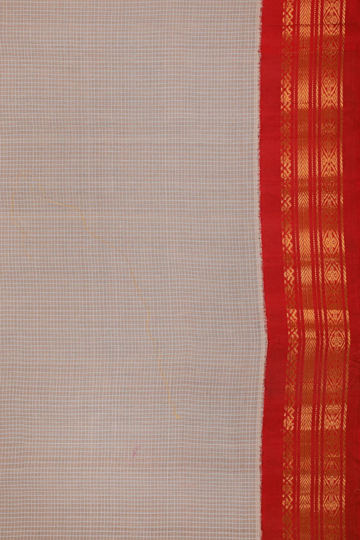 White Handloom Pure Cotton Gadwal Saree with Maroon Border