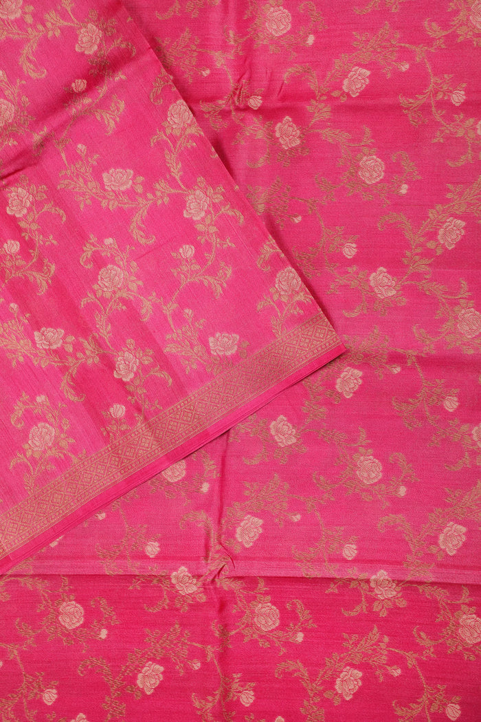 Peach Handloom Raw Silk Saree - detail 1