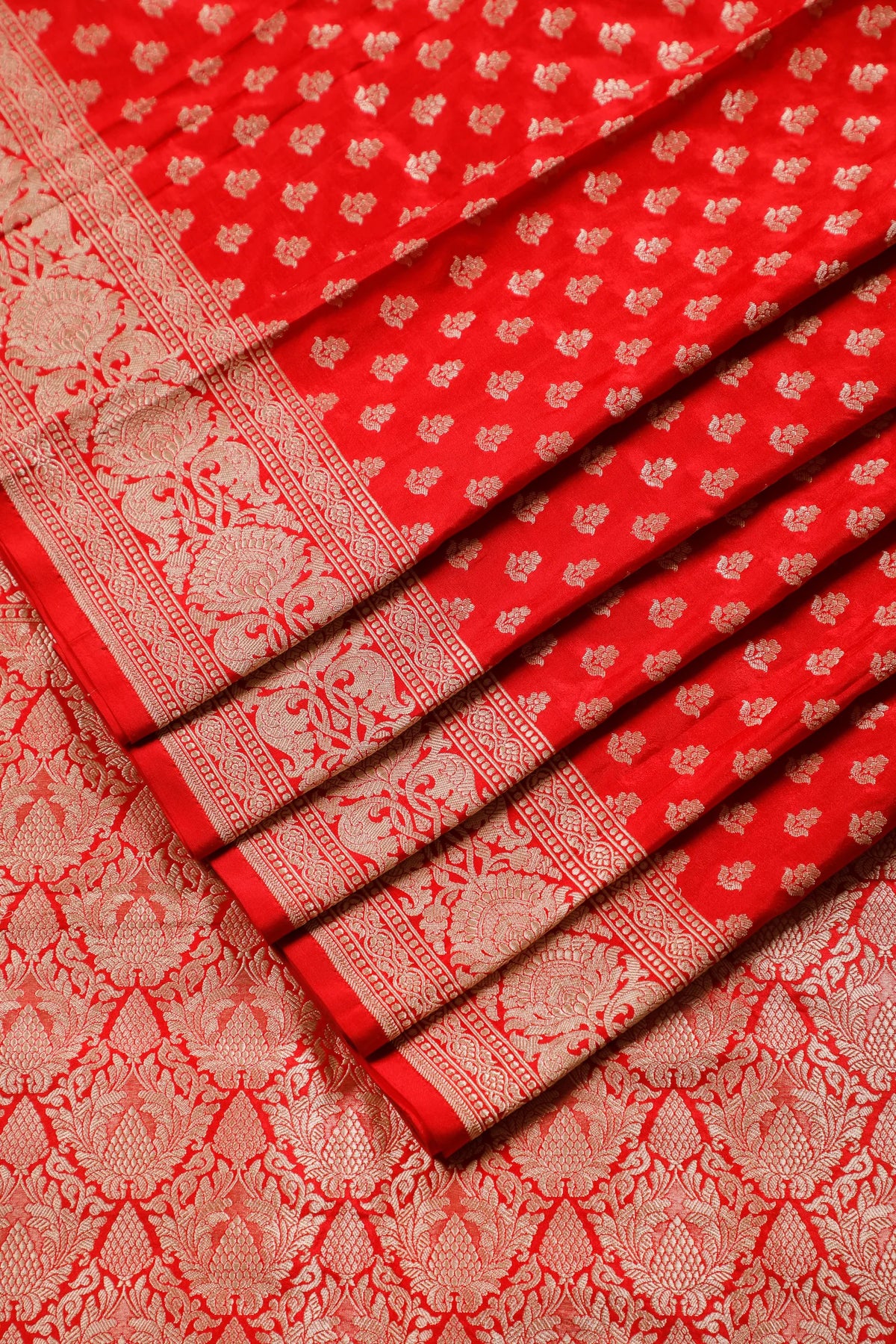 Red Handloom Benarasi Katan Silk Saree