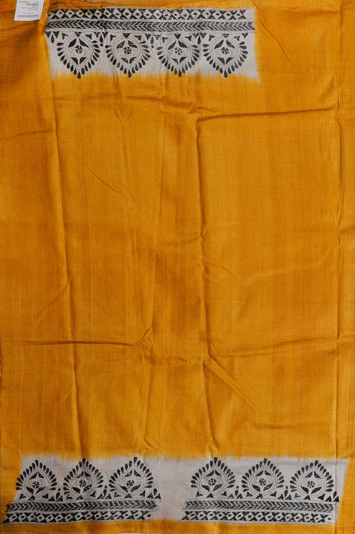 Black Handloom Pure Silk Katha Work Saree