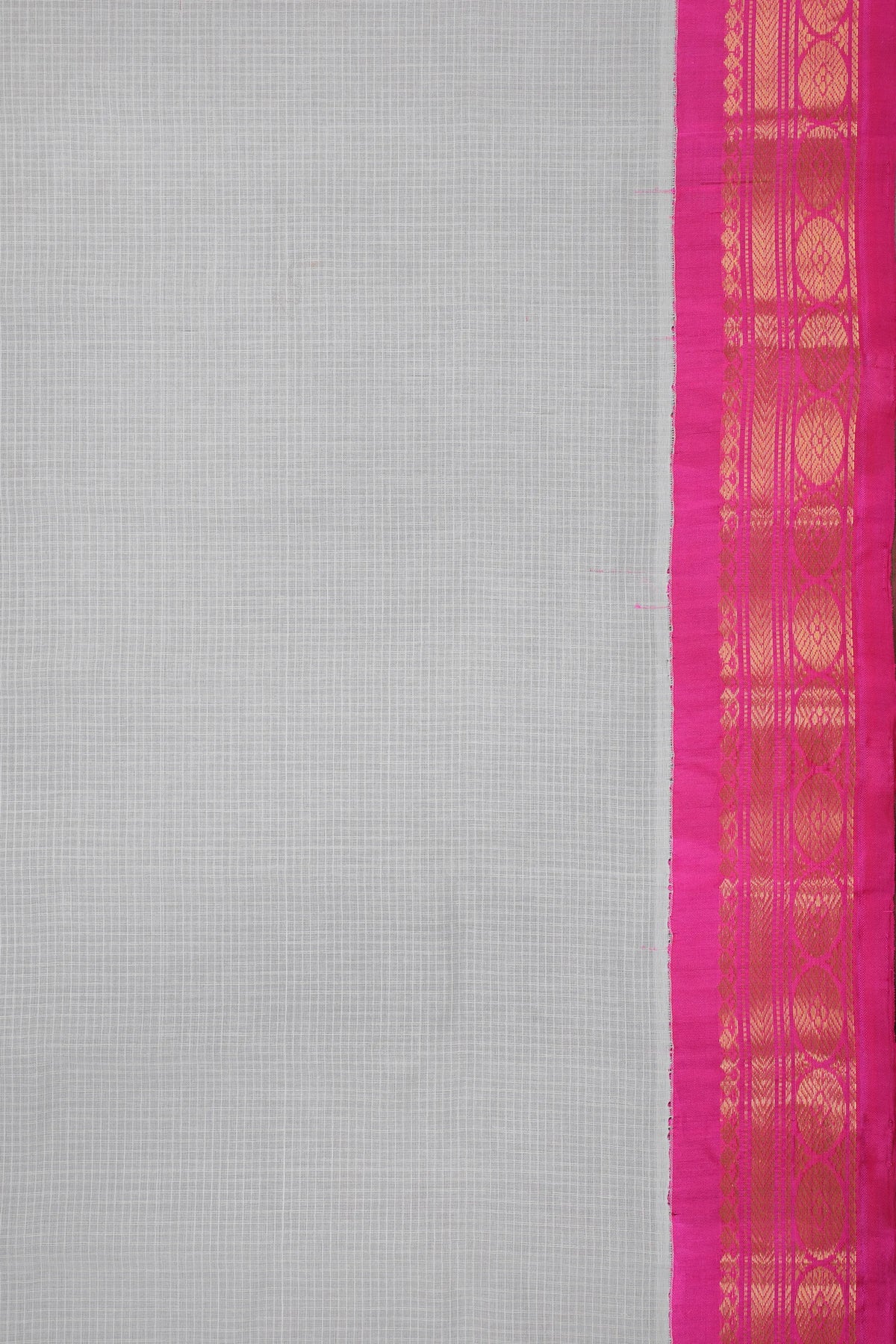 White Handloom Pure Silk Cotton (Sico) Gadwal Saree