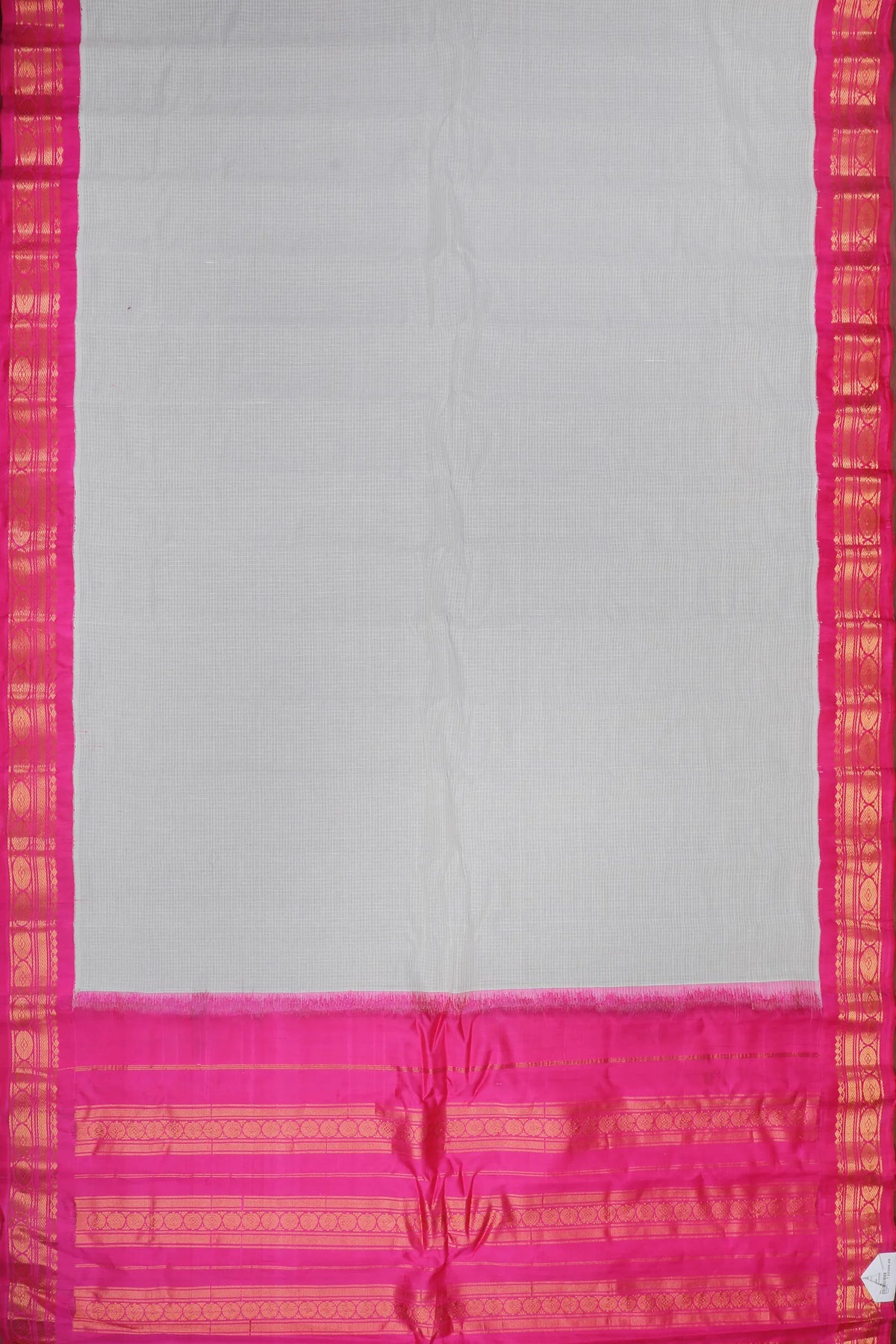 White Handloom Pure Silk Cotton (Sico) Gadwal Saree