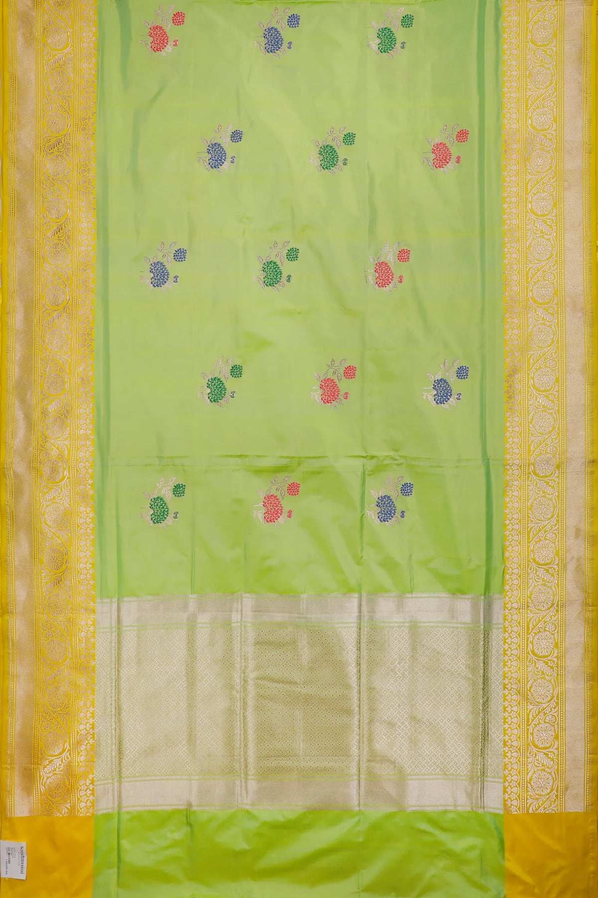 Parrot Green Benarasi Katan Pure Silk Saree