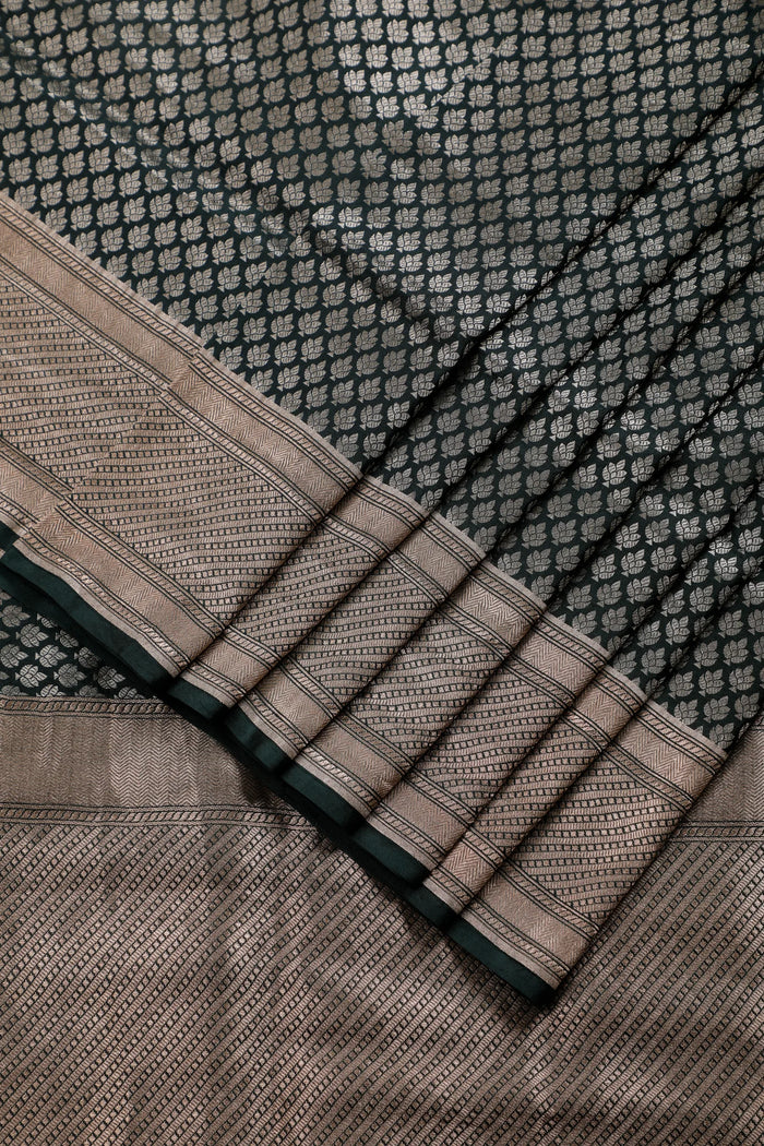Dark Green Benarasi Katan Pure Silk Saree