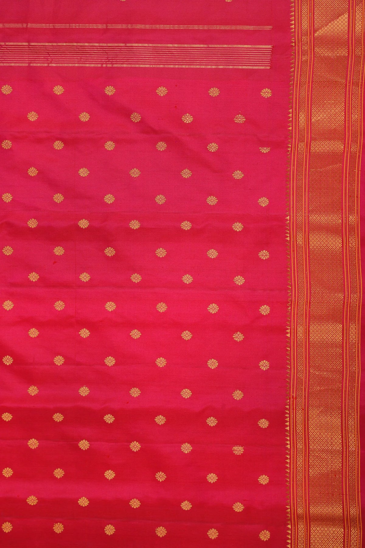 Pink Handloom Pure Silk Gadwal Saree - Kalanjali Paithani