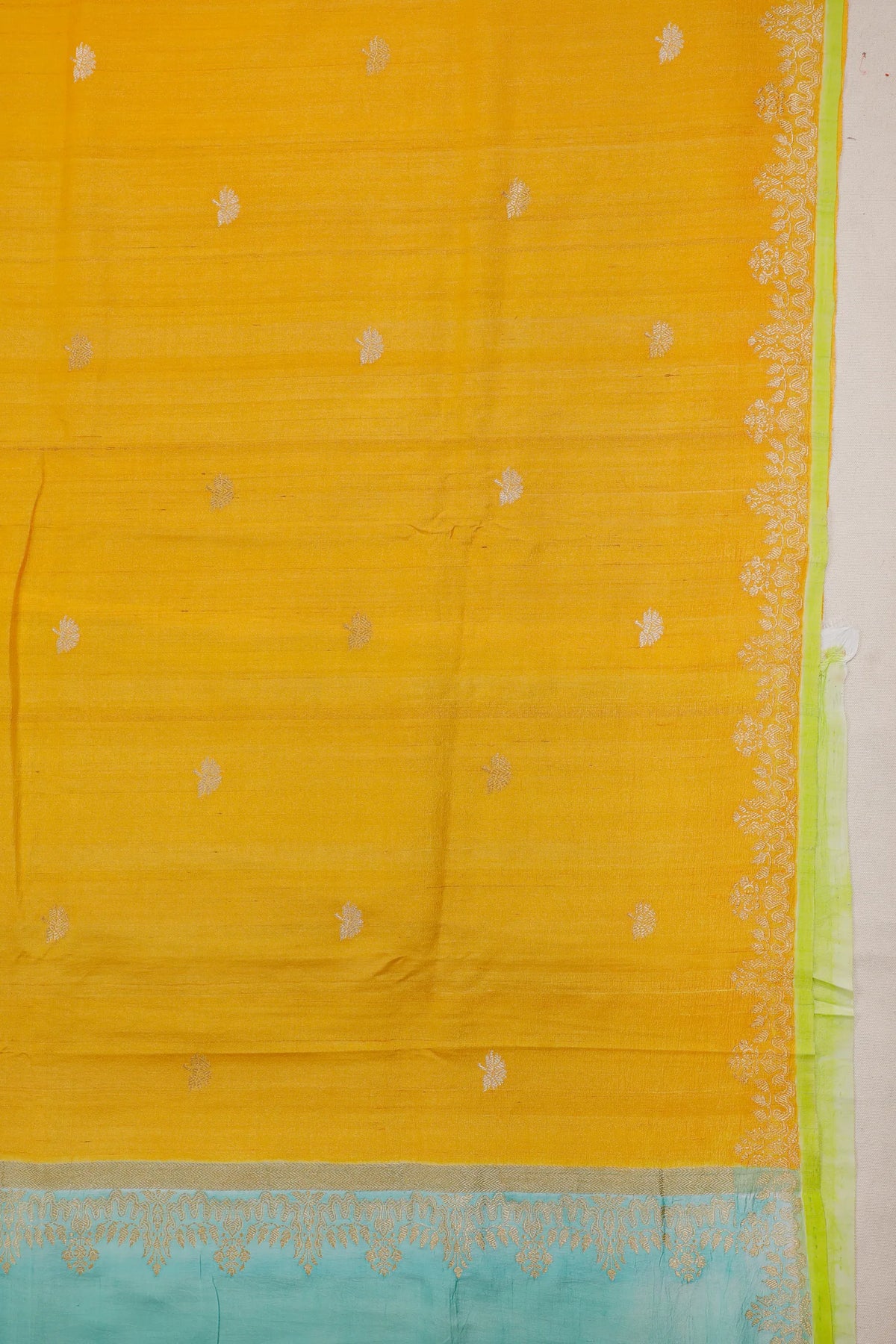 Yellow Handloom Benarasi Tussar Moonga Pure Sillk Saree