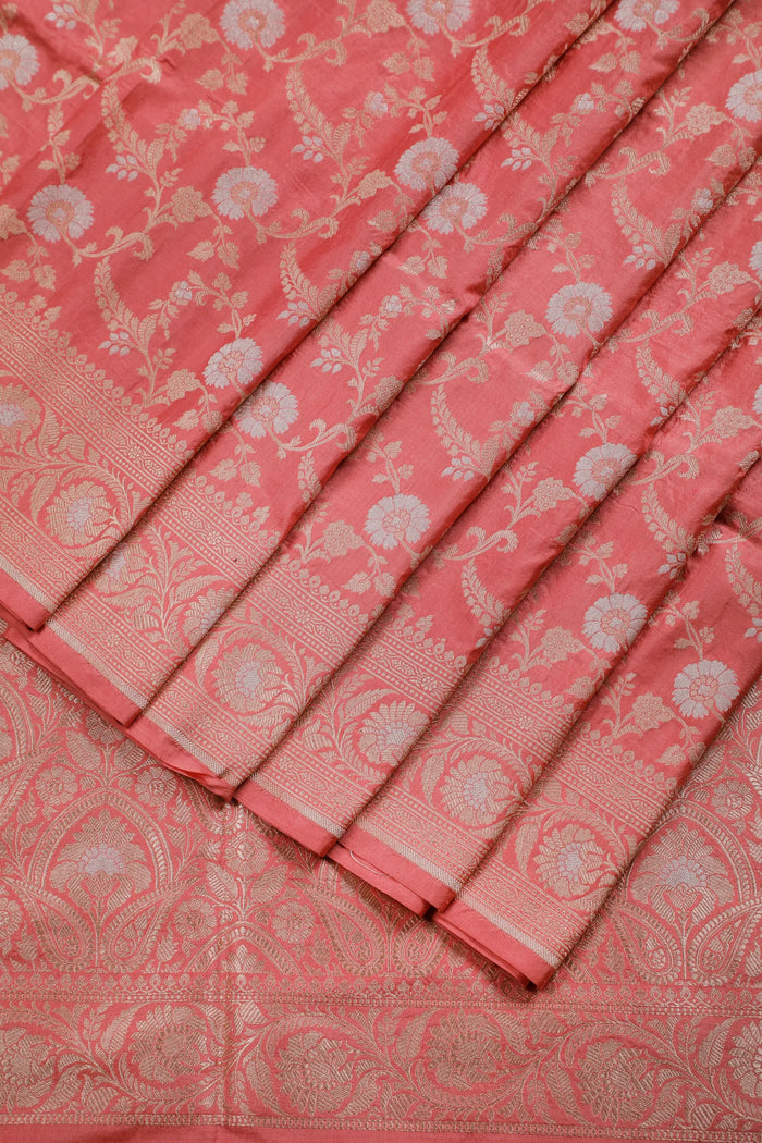 Baby Pink Handloom Benarasi Katan Silk Saree