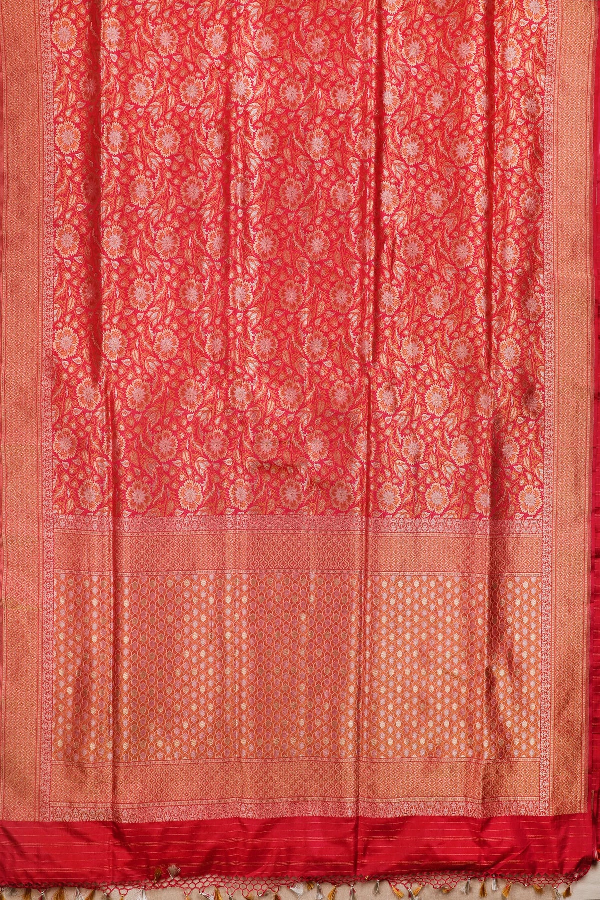 Red Benarasi Katan Pure Silk Saree