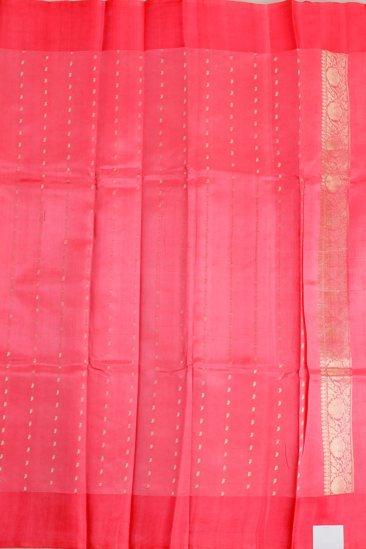 Bright Peach Pure Silk Handloom Mashru Benarasi Saree