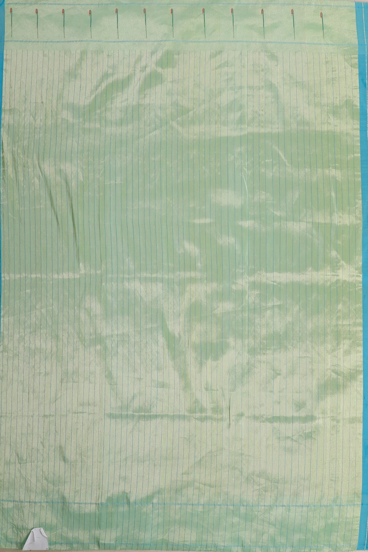 Sea Green Pure Silk Handloom Tissue Paithani Saree with Stripes