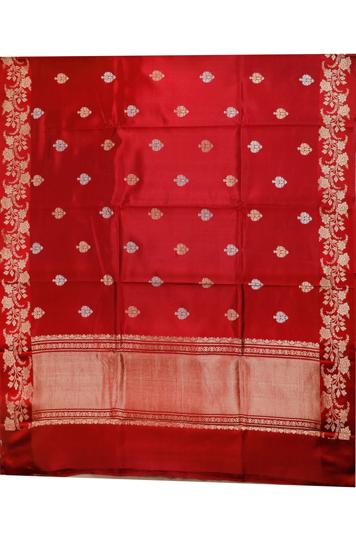 Red Pure Silk Handloom Mashru Benarasi Saree