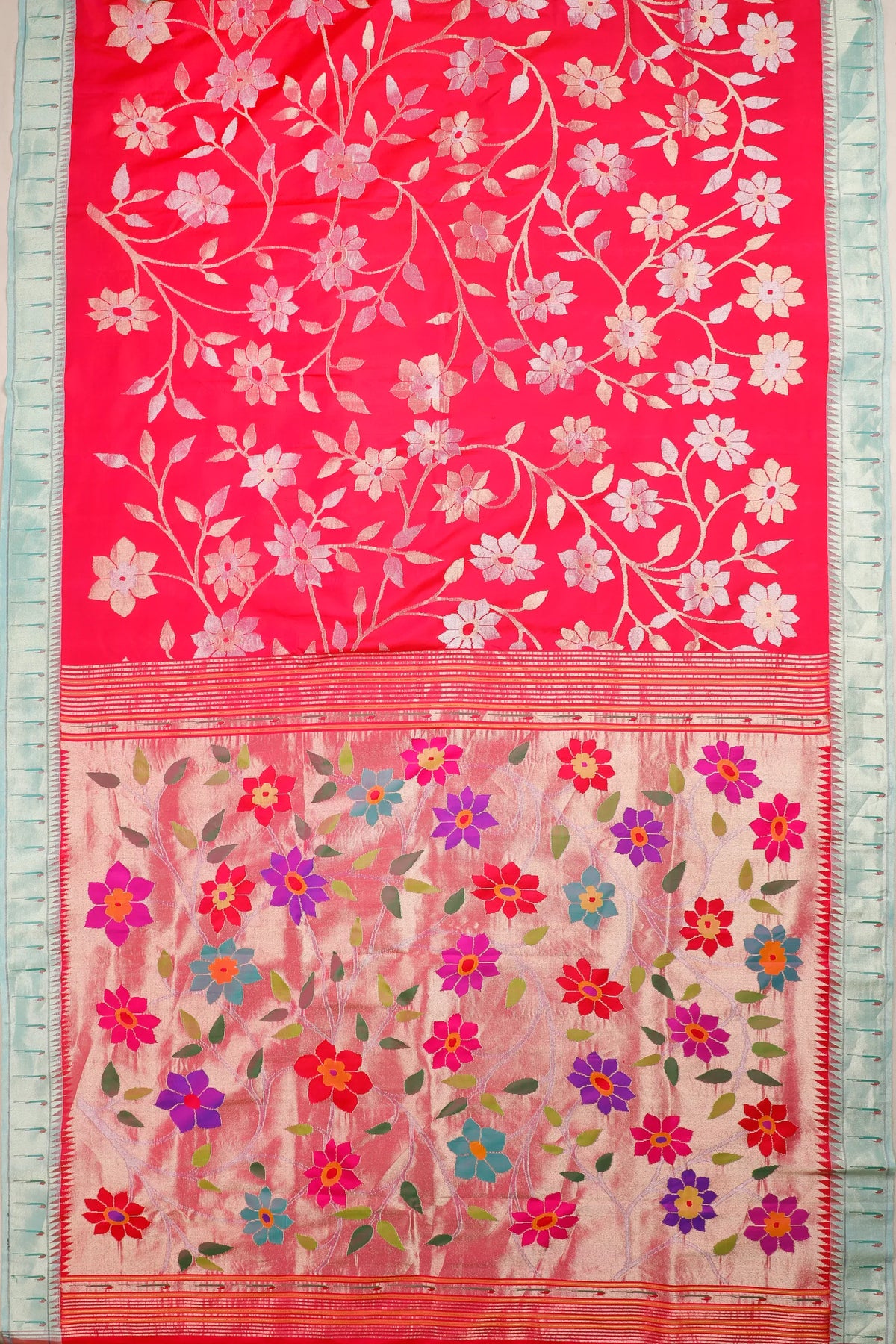 Pink Pure Silk Handloom All Over Paithani Saree - Silk by Silk