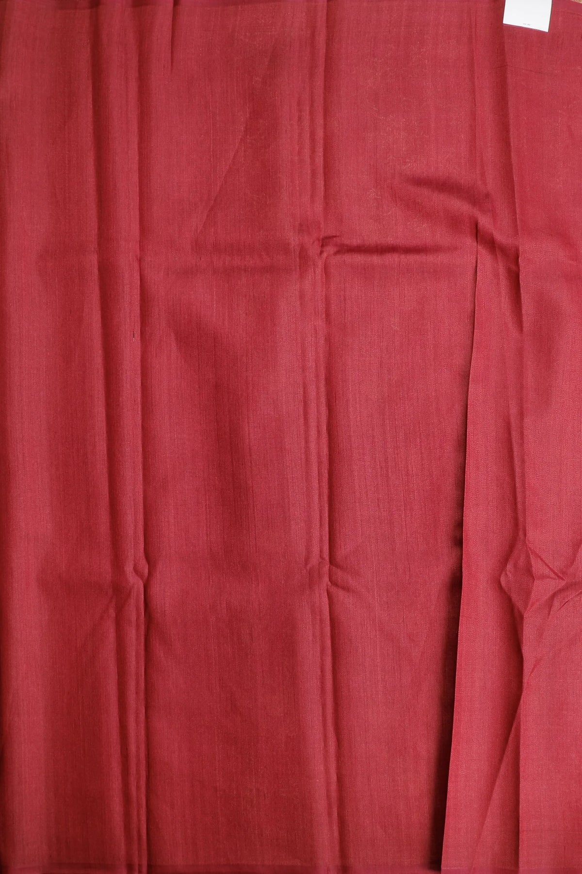 Rust Red Raw and Katan Silk Saree