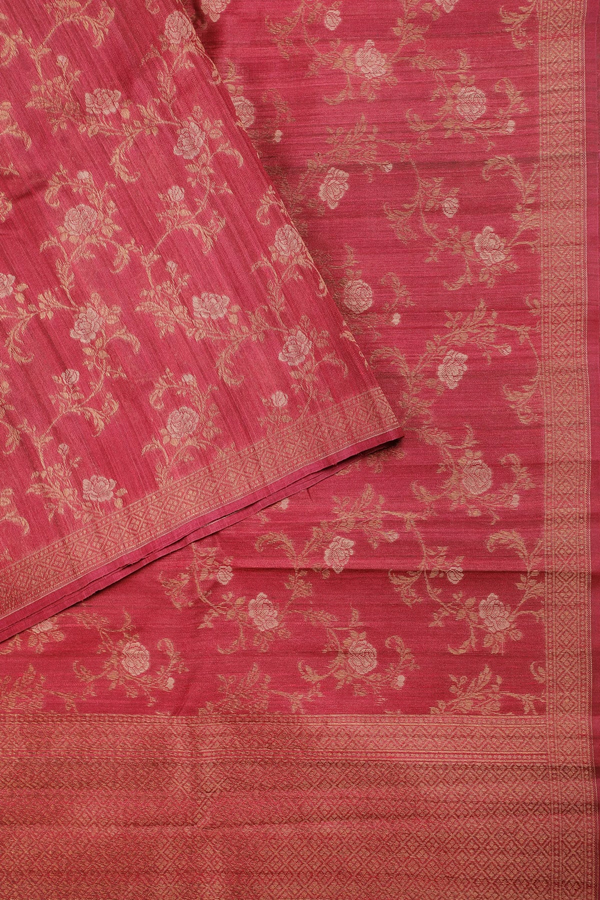 Rust Red Raw and Katan Silk Saree