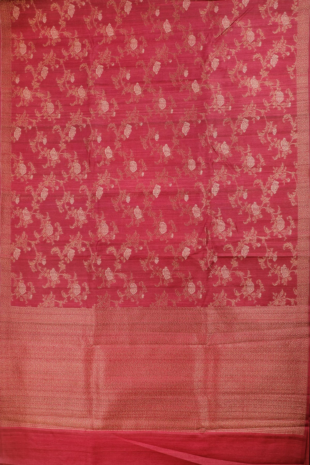 Rust Red Raw and Katan Silk Saree