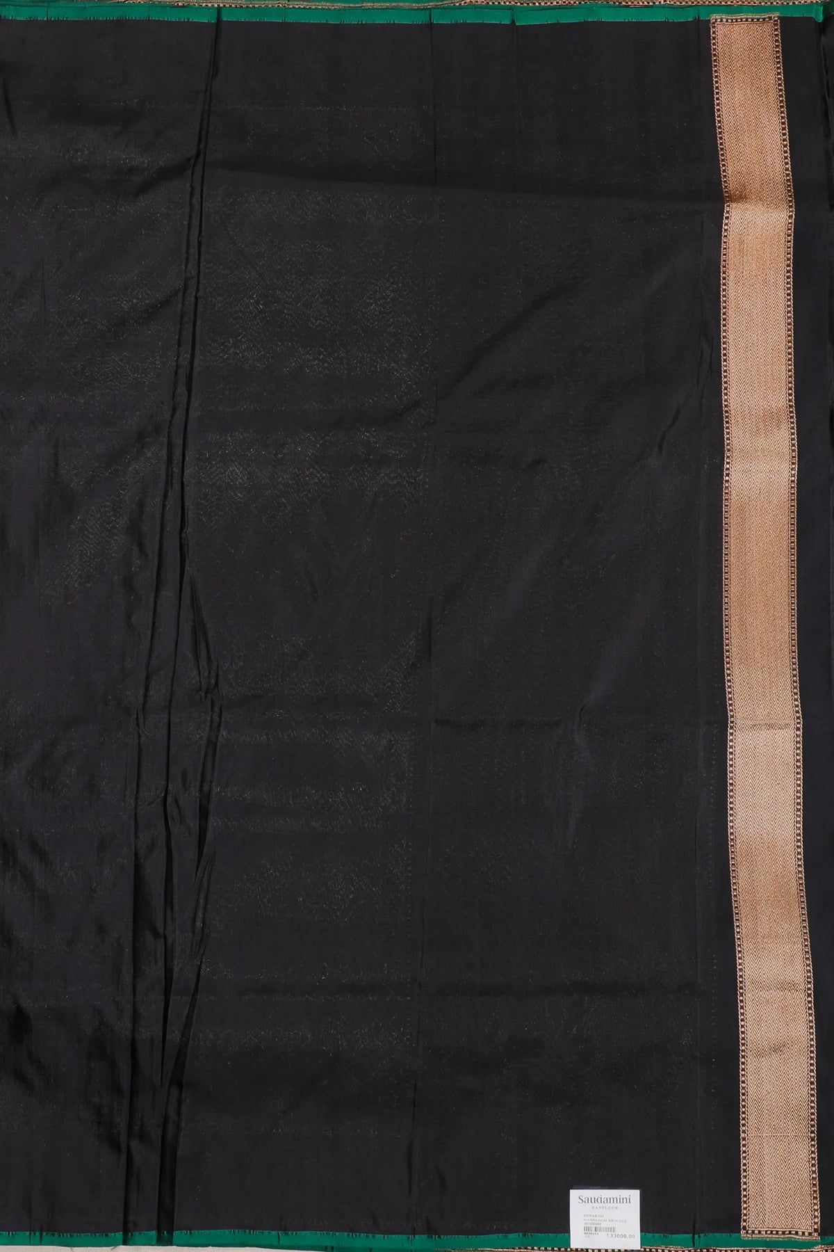 Black Benarasi Katan Pure Silk Saree with Copper Brocade Weave