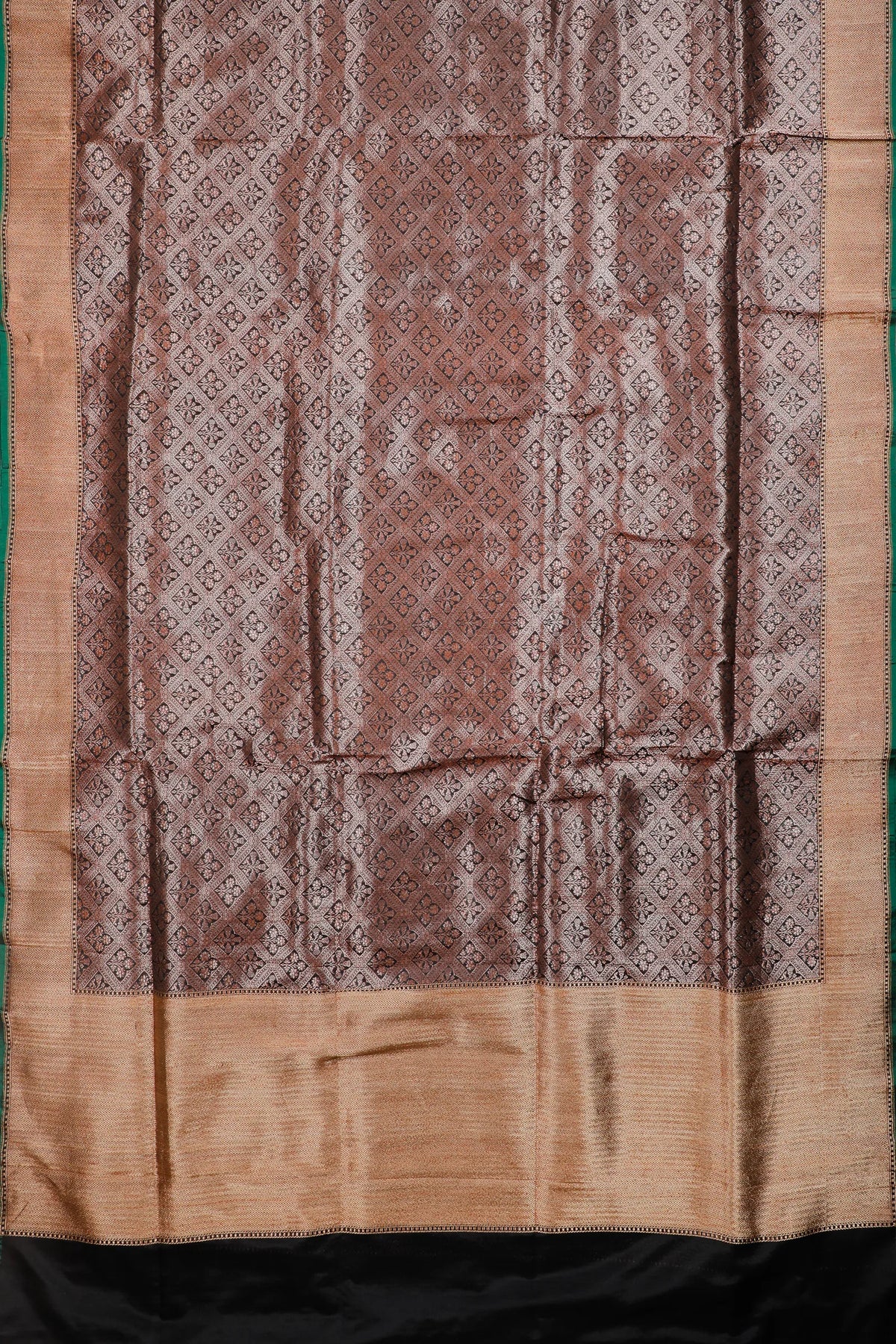 Black Benarasi Katan Pure Silk Saree with Copper Brocade Weave