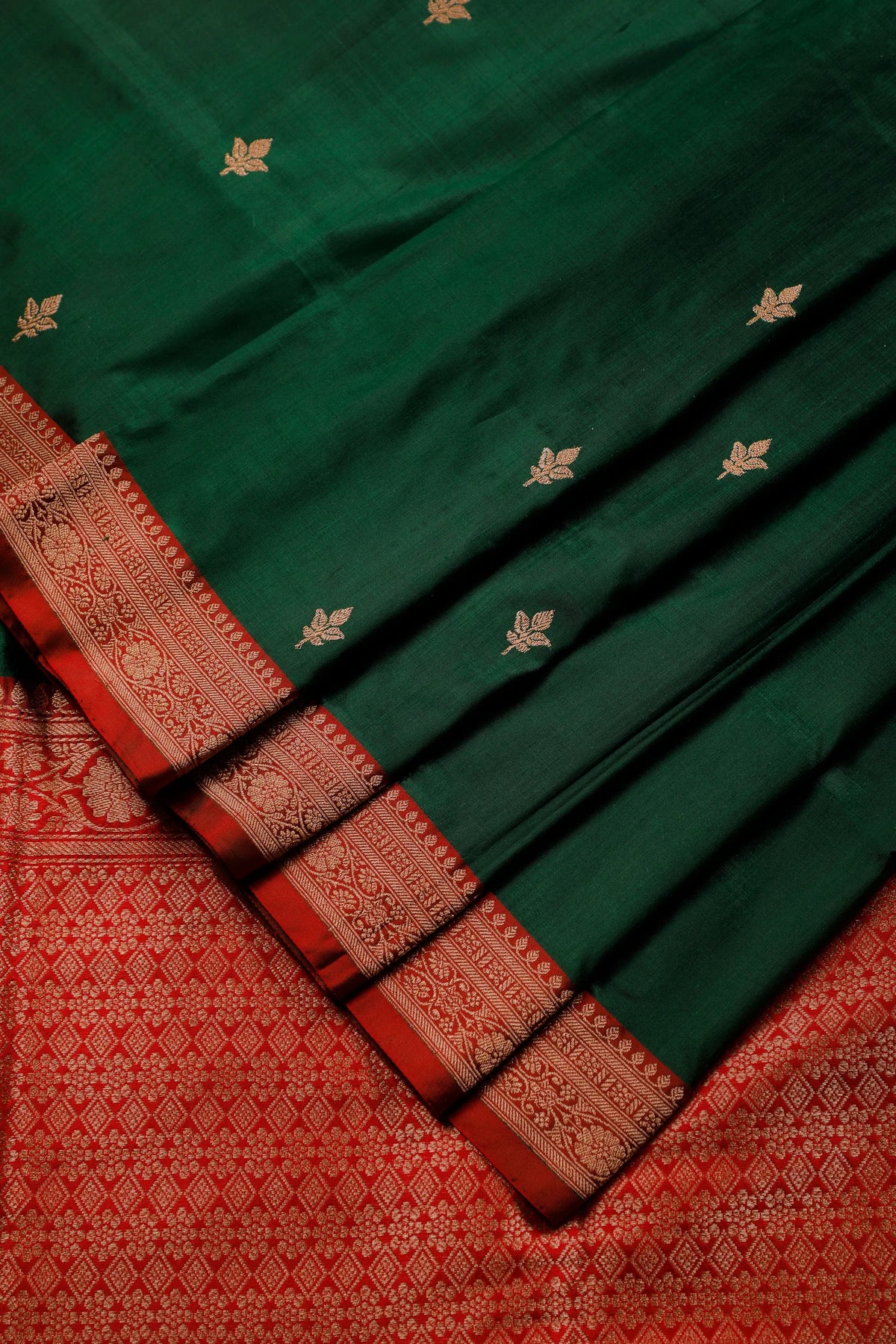 Green Handloom Benarasi Katan Silk Saree