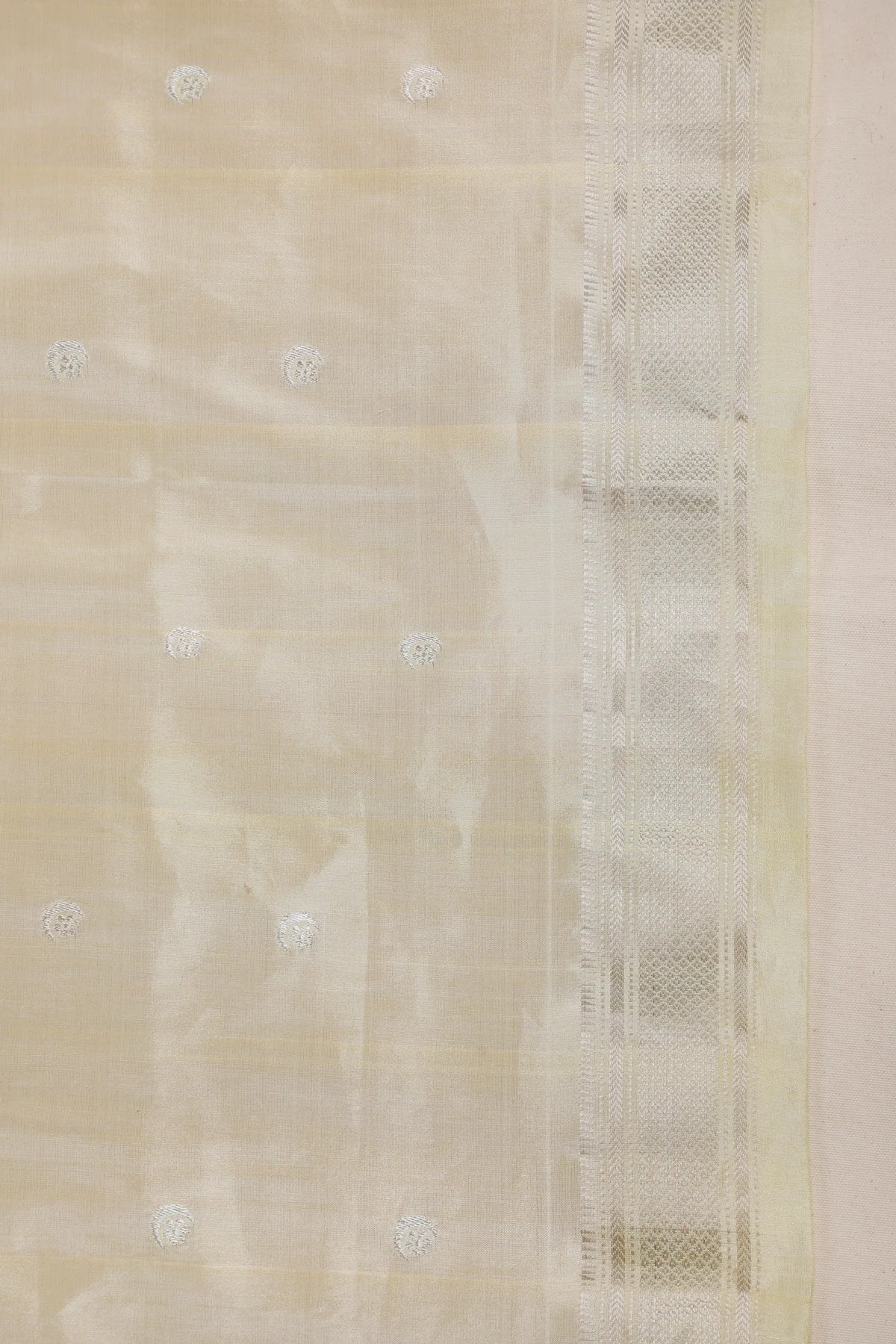 Ivory Pure Silk Handloom Tissue Paithani Saree with Asawali Pallu