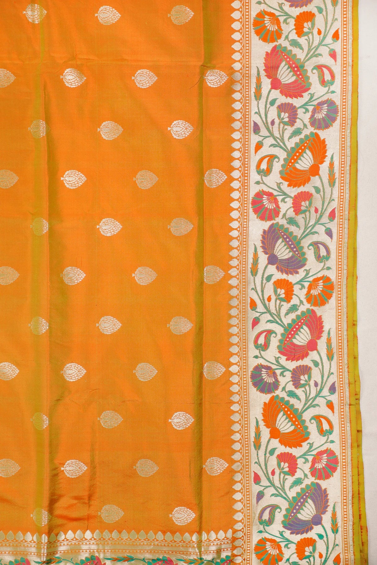 Dhoop Chaav Yellow Handloom Benarasi Katan Silk Saree