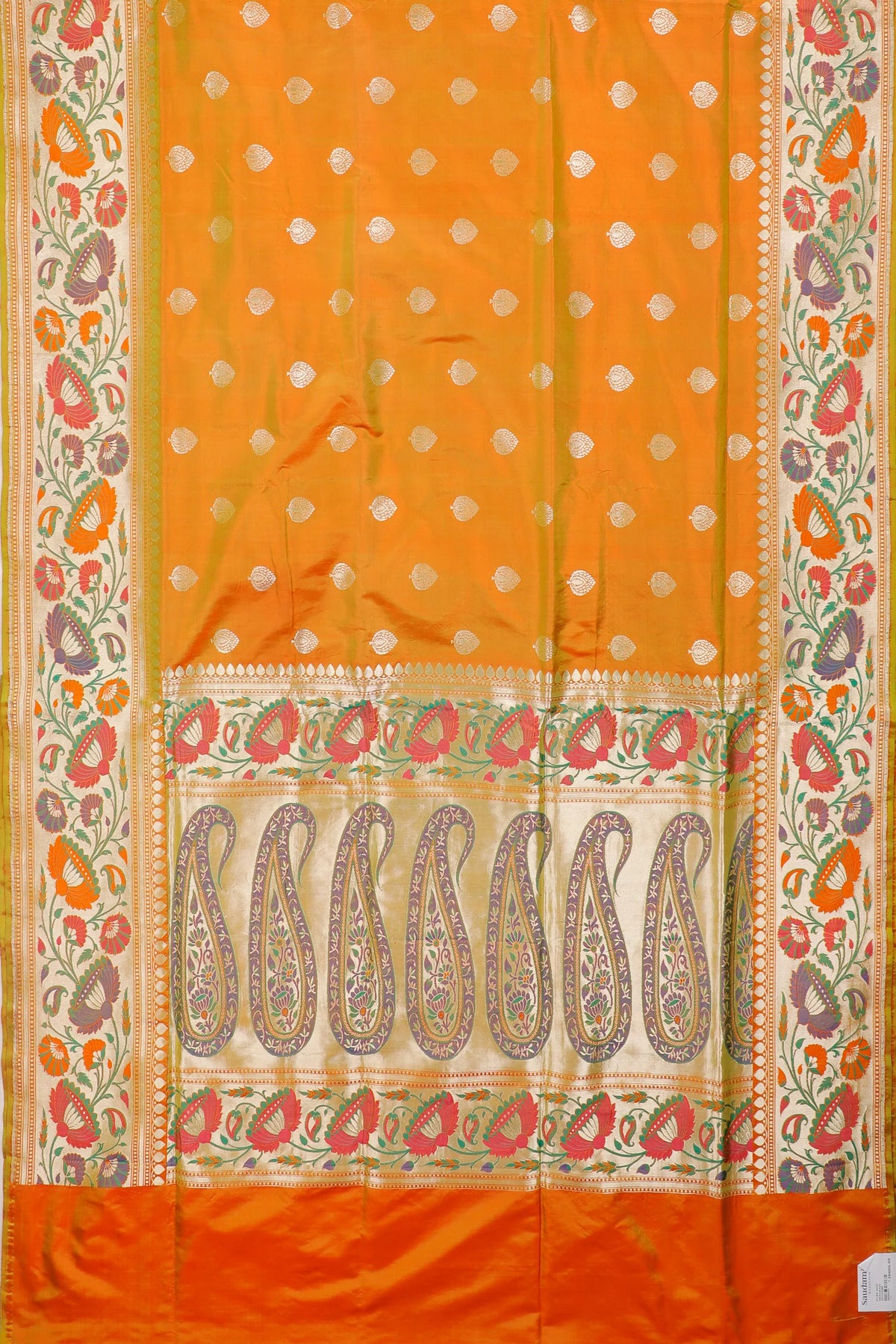 Dhoop Chaav Yellow Handloom Benarasi Katan Silk Saree