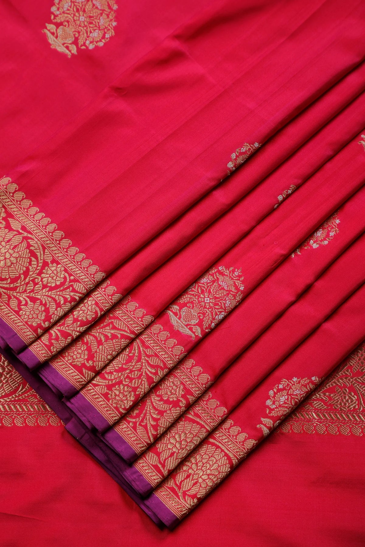 Magenta Handloom Benarasi Katan Silk Saree