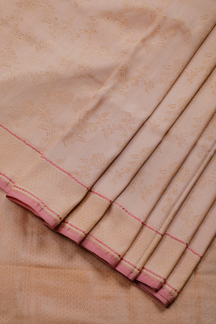Baby Pink Handloom Pure Silk Benarasi Saree in Kadhua Weave
