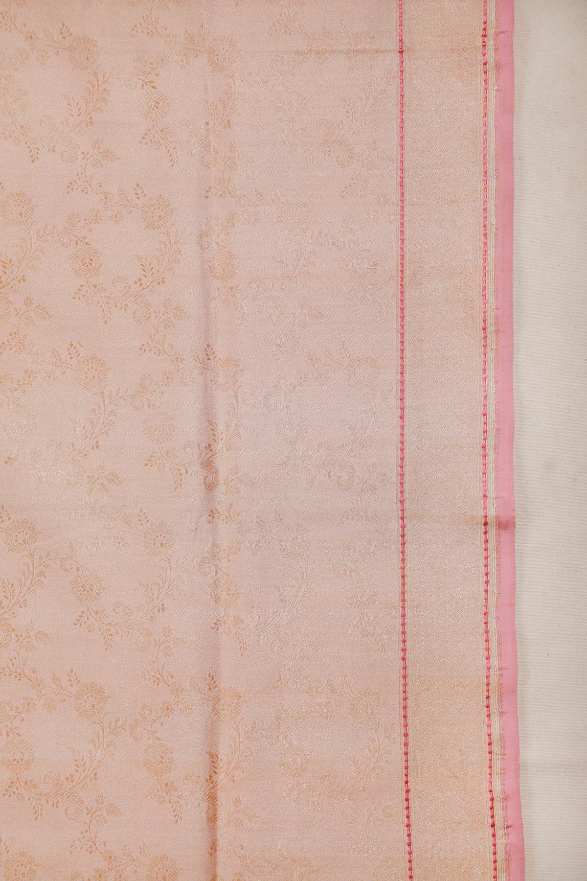Baby Pink Handloom Pure Silk Benarasi Saree in Kadhua Weave