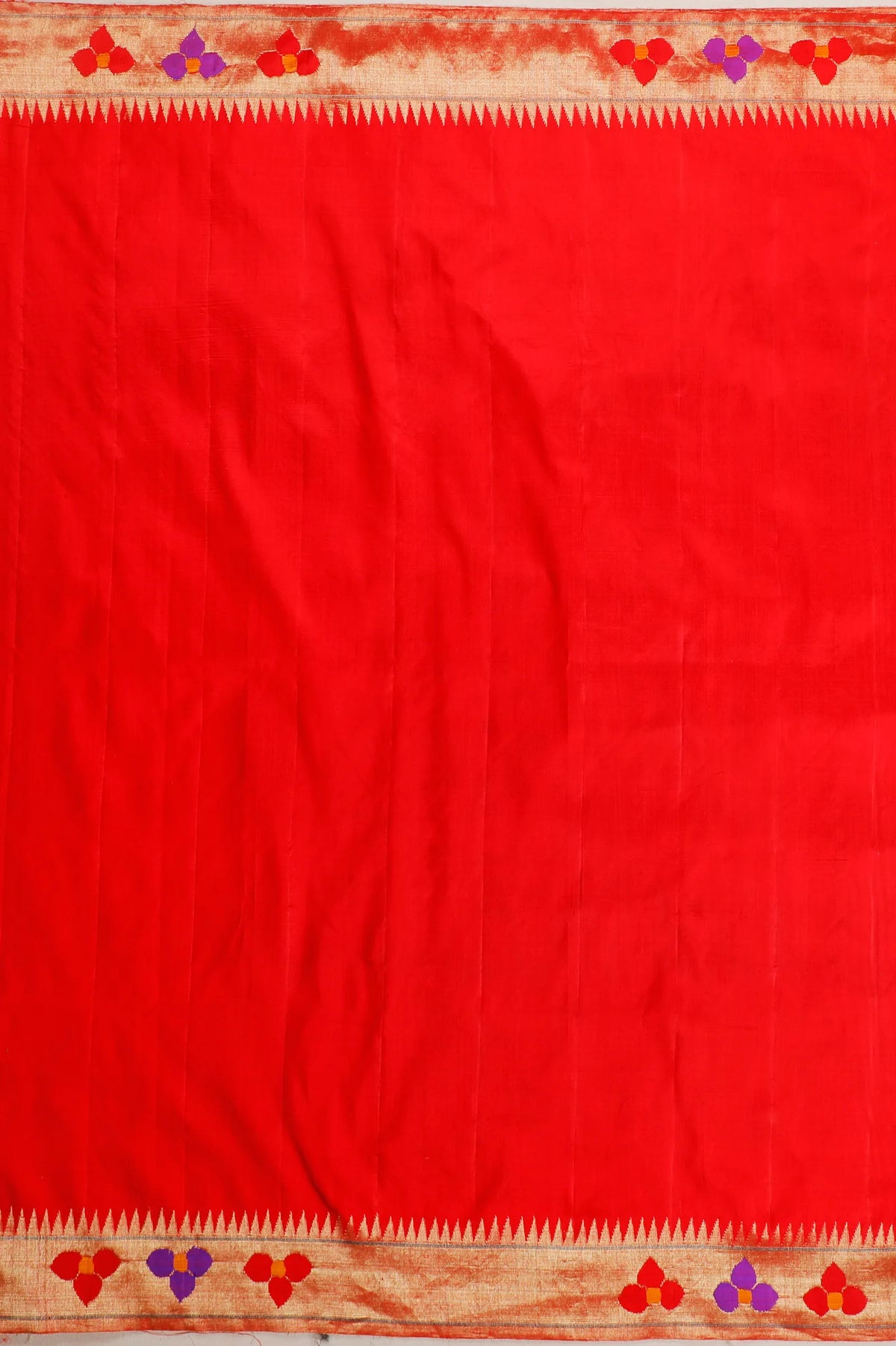 Red Pure Silk Handloom Tissue Paithani with All Over Design
