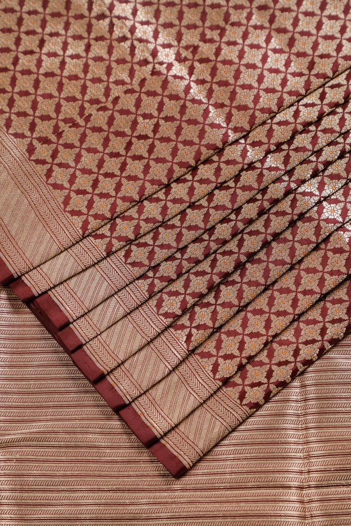 Coffee Brown Handloom Benarasi Katan Silk Saree