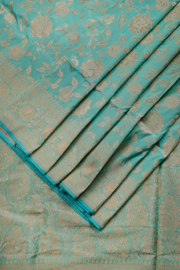 Sky Blue Benarasi Katan Pure Silk Saree