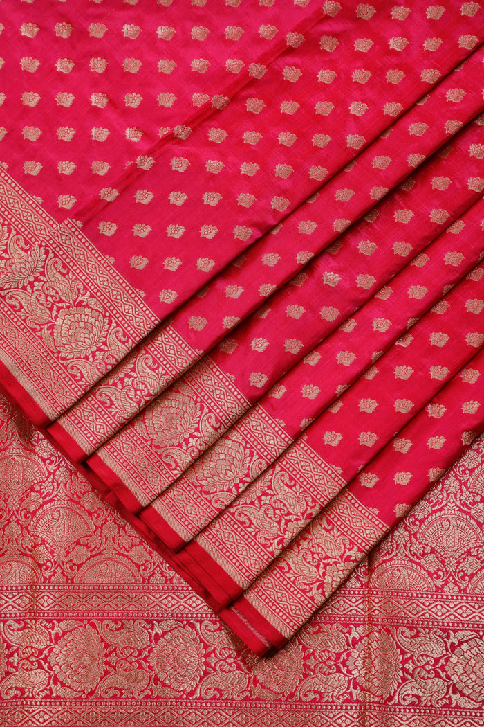 Magenta Handloom Benarasi Katan Silk Saree