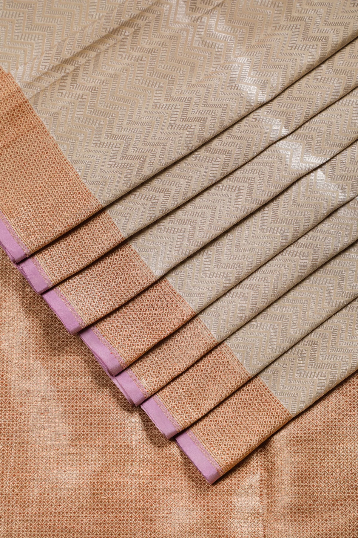 Beige Handloom Benarasi Katan Silk Saree