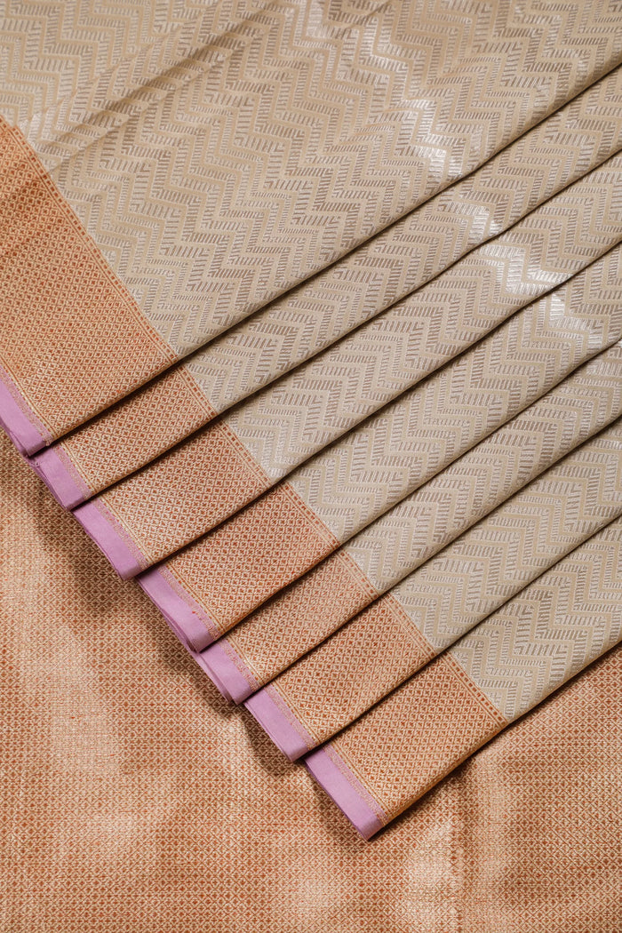 Beige Handloom Benarasi Katan Silk Saree