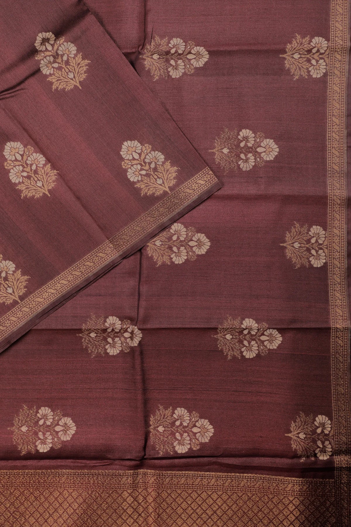 Brown Handloom Raw Silk Saree