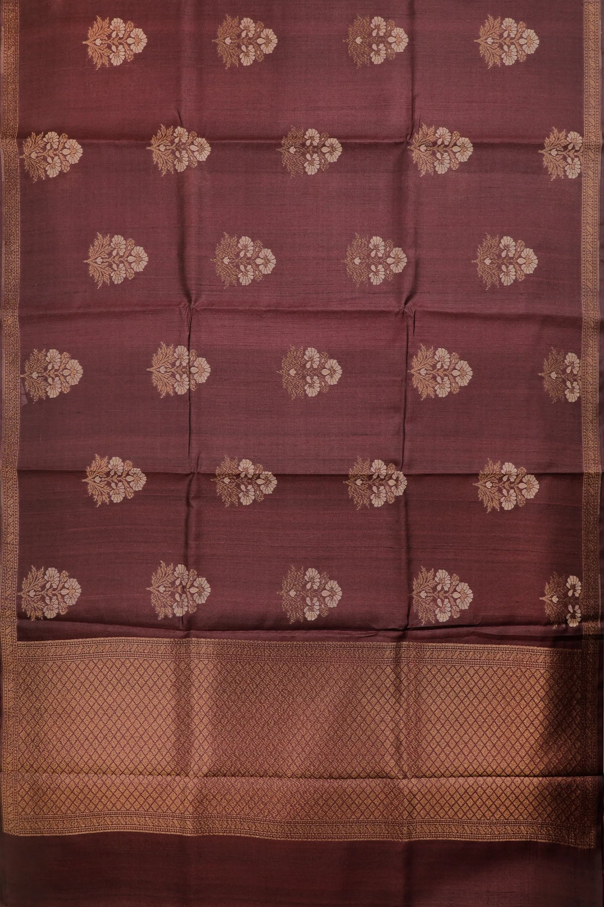 Brown Handloom Raw Silk Saree