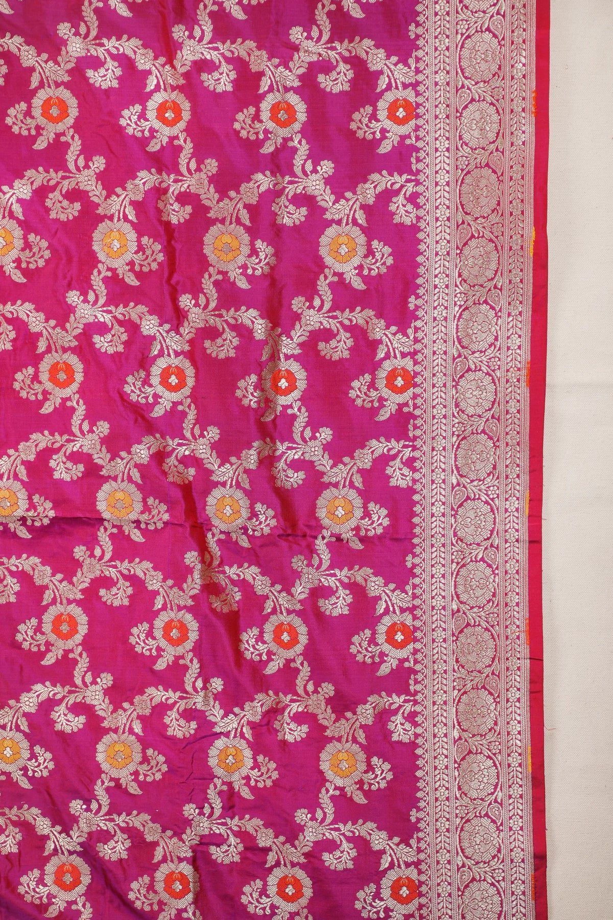 Raani Pink Handloom Benarasi Pure Silk Saree