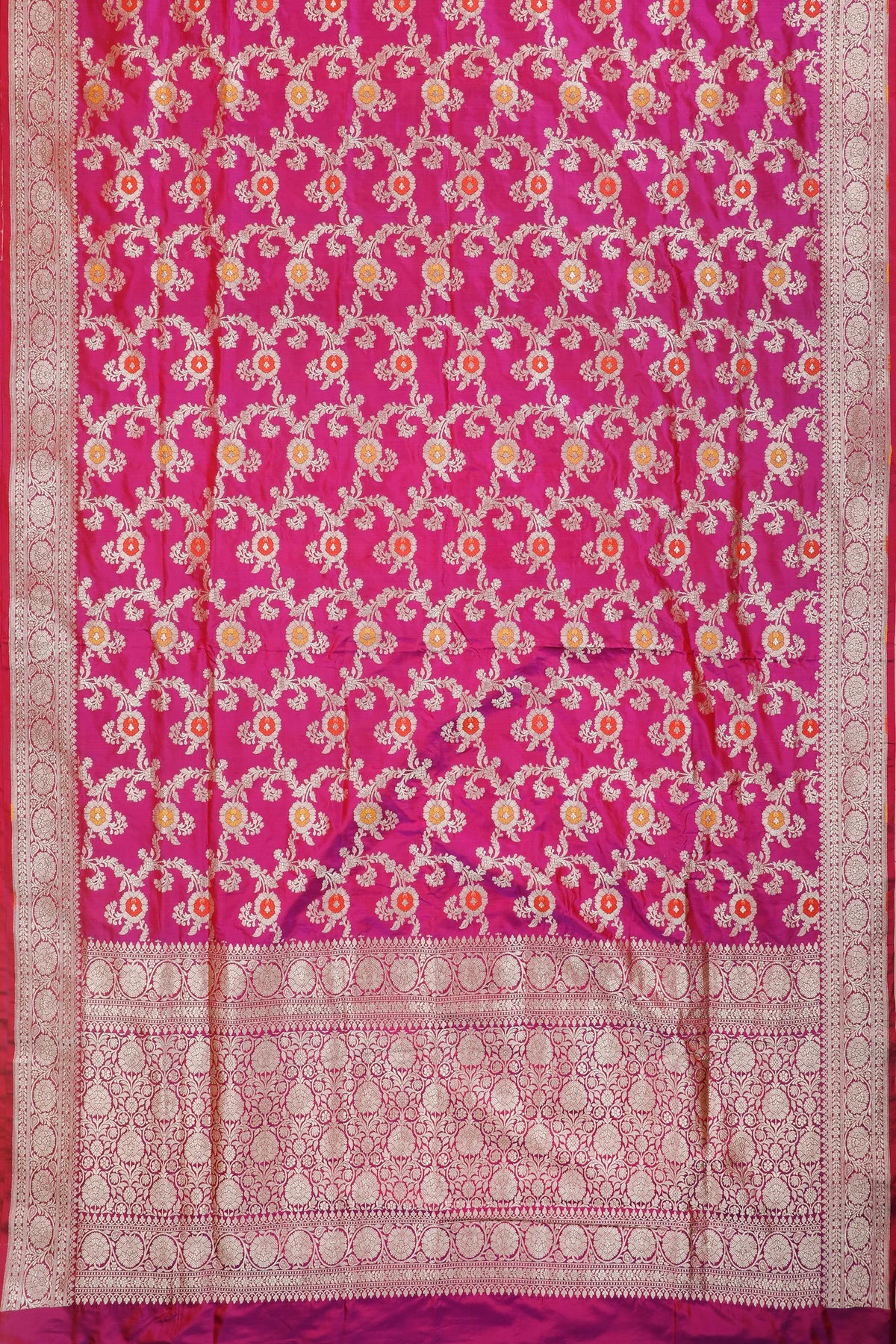 Raani Pink Handloom Benarasi Pure Silk Saree