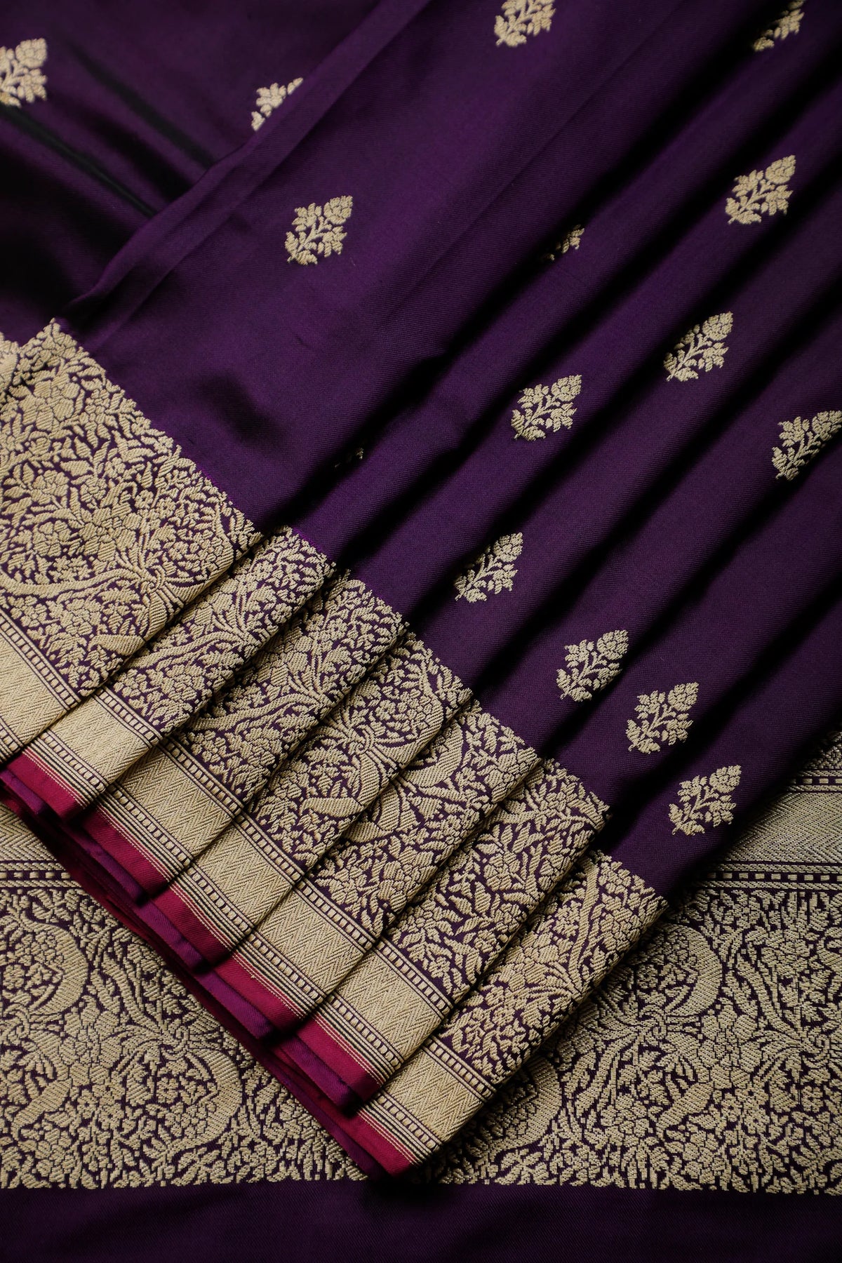 Purple Handloom Benarasi Katan Silk Saree