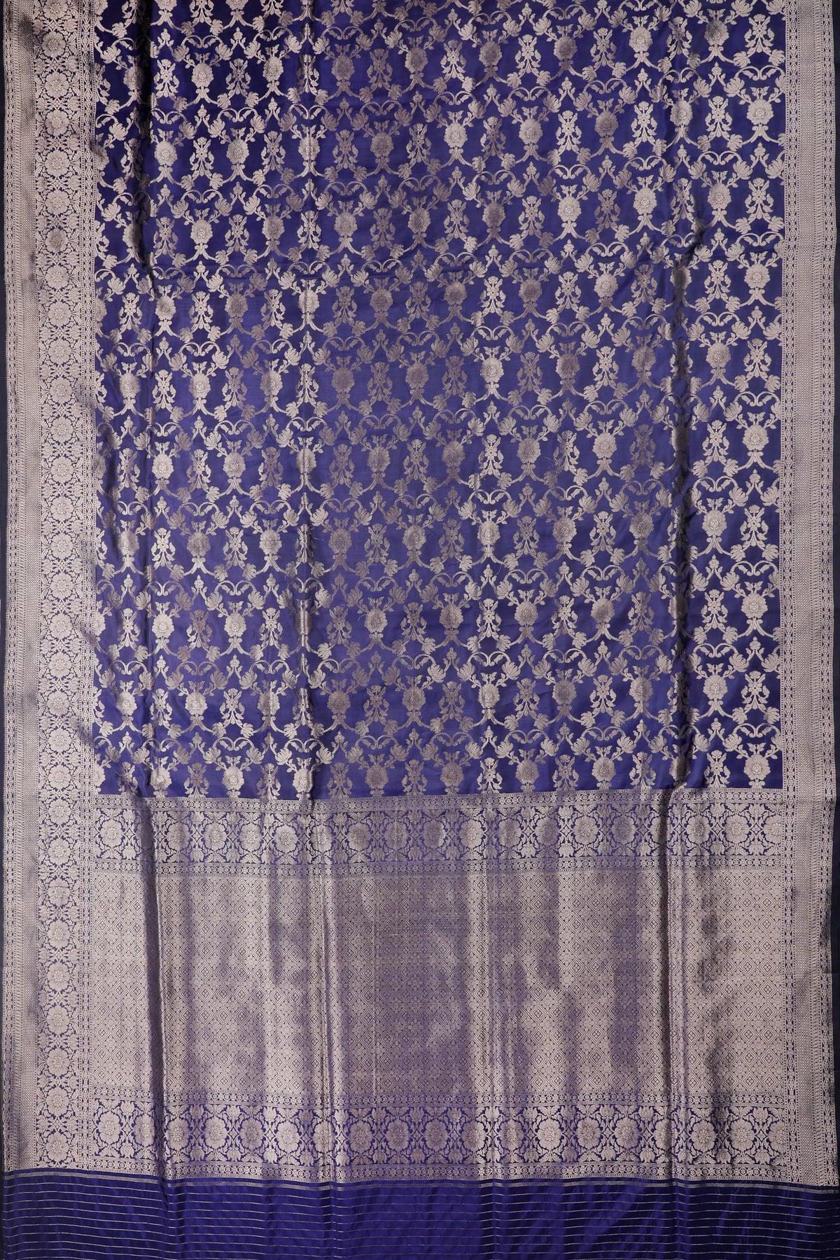 Navy Blue Handloom Benarasi Katan Silk Saree